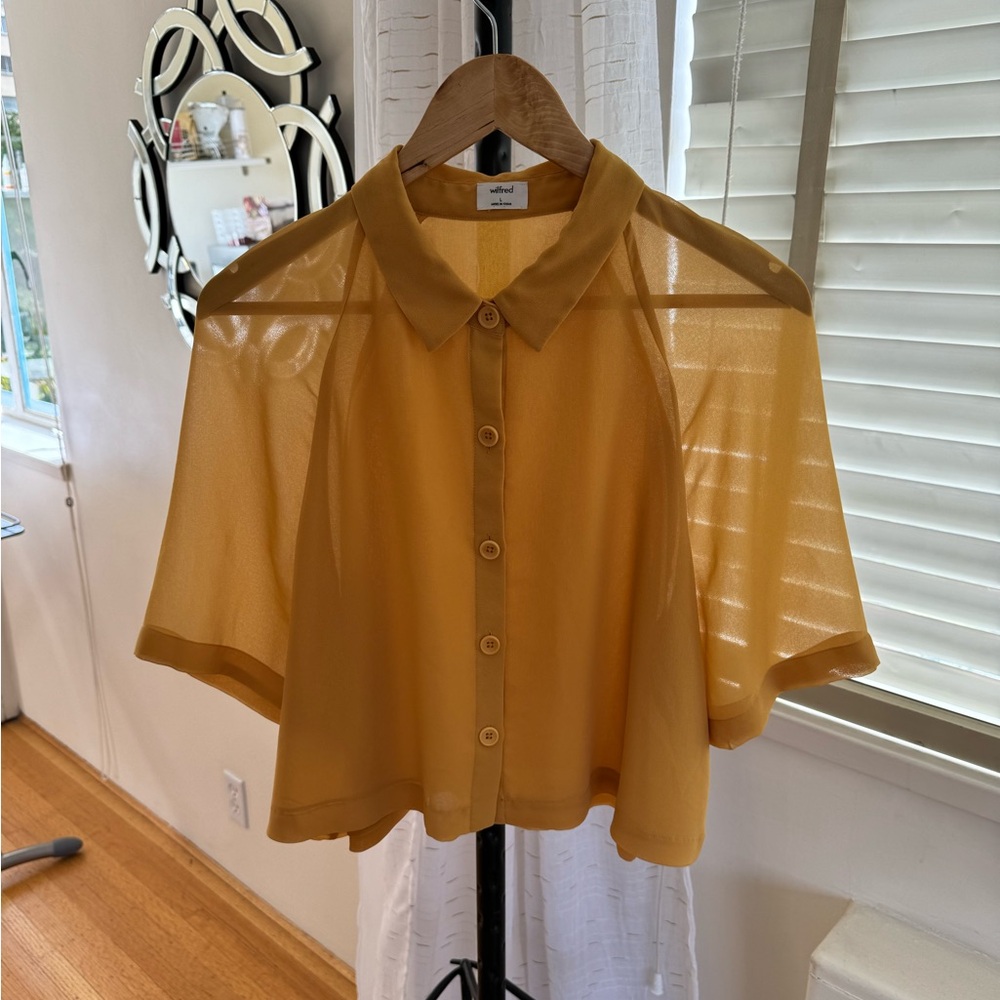 Wilfred Mustard Yellow Sheer Blouse